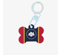 Porte-clés en forme d'os de chien en acrylique avec motif drapeau du Mississippi - Double face - Pour chiens et chats