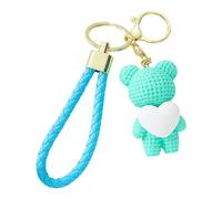 Porte-clés en forme d'ours, en résine, avec motif d'ours et cœur, accessoires d'ours, pour sac à main, vert, Siehe Beschreibung