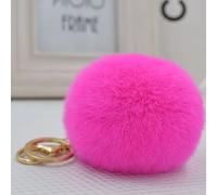 Porte-clés en fourrure de lapin Rex véritable de 8 cm, pendentif pour sac, pompon moelleux, porte-clés dark blue