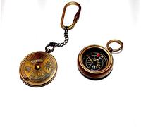 Porte-clés en laiton antique avec calendrier et boussole 2,7 cm - Marron antique