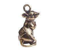 Porte-clés en laiton antique chinois avec pendentif souris pour attirer la richesse et la fortune, pendentif de transport de l'année du rat, petit article en bronze