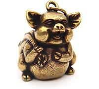 Porte-clés en laiton, hulu, cerceau de porte-clés en or, porte-clés en laiton, porte-clés feng shui, sac d'argent porte-bonheur en métal, figurines de cochon, pendentif, accessoires de bijoux, rétro c
