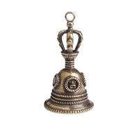 Porte-clés en laiton pur porté en forme de clochette Xizang - Petit hochet en bronze