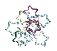 Porte clés en métal Anneaux avec 10 pcs Pentacle coloré en forme de fer porte clés pendentif pour bricolage bijoux sac à main porte clés fournitures Diy Accessories