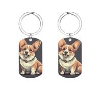 Porte-clés en métal avec illustration de chien Corgi mignon - Porte-clés coloré et durable, anti-rayures, élé et décontracté, en acier inoxydable pour clés, sacs et porte-monnaie