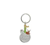 Porte-clés en métal avec image de planète rose et renard du Petit Prince