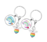 Porte-clés en métal avec motif abeilles et anges - Design portable - Bijoux robustes pour tous les jours, フリーサイズ