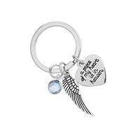 Porte-clés en métal avec strass bleu sculpté une pièce de mon coeur est le paradis porte-clés avec pendentifs en ange cadeau élégant et populaire