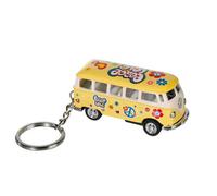 Porte-clés en métal 'Combi VW T1 Bus 1962 Peace & Love' / voiture à friction (Modèle: COMBI_JAUNE)