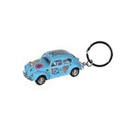 Porte-clés en Métal Cox 1967 Flower Power / Voiture à Friction (Modèle: PTCOC_BLEU)