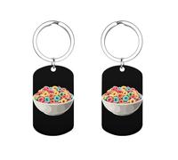 Porte-clés en métal double face avec bol rempli de céréales pour homme et femme, idéal pour portefeuille, clé de voiture ou accessoire
