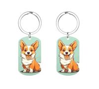 Porte-clés en métal motif chien Corgi - Coloré et durable, anti-rayures, élé et décontracté, en acier inoxydable, pour clés, sacs et porte-monnaie