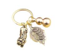 Porte-clés en métal, Porte-clés de voiture traditionnel chinois, dessin d'argent Pi Xiu, ornement suspendu, dynastie Qing, pièces monnaie des cinq empereurs, gourde(2)