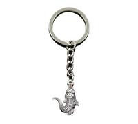 Porte-clés en Métal pour Voiture, Bijoux À La Mode, Plaqué Argent, Crocodile Alligator, Pendentif 26x20mm