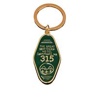 Porte-clés en métal vert prismatique avec inscription Twin Peaks