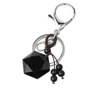 Porte-Clés En Obsidienne, Porte-Clés En Pierres Précieuses, Porte-Clés En Pierre Précieuse Hexagonale En Cristal Naturel, Porte-Clés En Pierre D'Obsidienne, Porte-Clés De Voiture, Sac À Main,