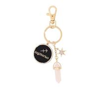 Porte-clés en Or avec Clip pour Votre Amoureux Petit/Petite Amie Meilleurs Amis Cadeau d'anniversaire d'amitié Signe du Zodiaque et Porte-clés en Pierre Précieuse, Sagittaire