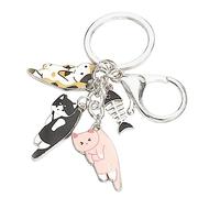Porte-clés En Os De Poisson Chat Mignon Pendentif Unique Accessoires À Main Matériau En Alliage Bijoux Pour Chat Adolescent