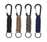 Porte-clés en paracorde avec mousqueton - Lot de 4 chaînes tressées pour couteau, clés, plein air, camping, pêche, sac à dos