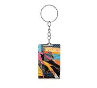 Porte-clés en patchwork coloré, joli porte-clés avec pendentif en acrylique, ensemble de porte-clés artisanaux pour femmes,accessoires de charme pour sac fourre-tout