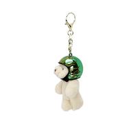 Porte-clés en peluche à fromage motard ours Locomotive Dessin animé Pendentif animal pour sacs et téléphones Porte-clés Tour des yeux Casques de flamme Ours Charme, vert, taille unique
