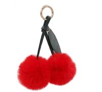 Porte-clés en peluche avec pompon en fourrure de cerise, pompons, décoration cadeau, joli et pratique