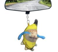 Porte-clés en peluche Banana Cat - Adorable jouet à doigts Meme, peluche miniature émettant du son | Accessoire amusant pour sac à dos, sac à main, chambre à coucher, bureau, cadeau de fête, cadeau de