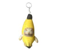 Porte-clés en peluche | Banane chat pleurant sons porte-clés | jouet clicker clavier doigt clavier jouet portefeuille porte-clés