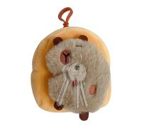 Porte-clés en peluche de charpentier - Pendentif en peluche avec cordon de rangement pour pièces de monnaie | Mignon porte-clés Capibara avec fermeture éclair, mini peluche douce pour rangement de