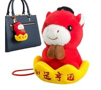Porte-clés en Peluche du Nouvel an Chinois - Mascotte Année du Cheval - en Tissu comme Pendentif de Sac et Sac à Dos - Cadeau pour et Filles