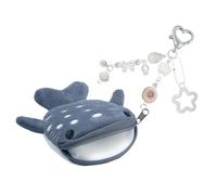 Porte-clés en peluche en forme de baleine avec fermeture éclair sécurisée, cadeau quotidien, accessoire de sac d'école, gris, Beauté de masse