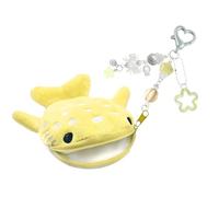 Porte-clés en peluche en forme de baleine avec fermeture éclair sécurisée, cadeau quotidien, accessoire de sac d'école, Jaune