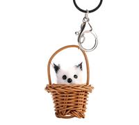 Porte-cles en peluche en forme de chat, joli anneau en metal, decoration de sac, de voiture (kaki)