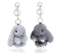 Porte-Clés En Peluche En Forme De Lapin 2 Pièces,Pendentif Lapin Doux, Décoration Lapin Mignon Pour Sacs à Main, Sacs à Dos Et Clés, Easter Cadeau Pour Les Filles (Gris)