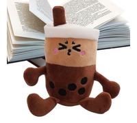 Porte-clés en peluche - Figurine Bubble Tea de 4,7 pouces | Ornement doux, peluche mignonne avec tête rectangulaire, accessoire mignon pour enfants, sac à dos, école, voyage, Saint-Valentin
