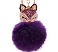Porte-clés en peluche mignonne - Pendentif de sac - Strass - Renard - Pompon doux - Élégant - Pendentif de voiture - Pompon à paillettes, # 21., 4XL, Unique