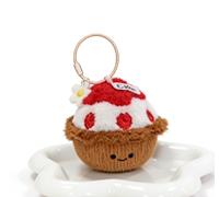 Porte-clés en peluche motif tarte aux œufs B, canneberge, 11 cm