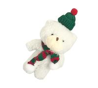 Porte-Clés en Peluche - Porte-Clés avec Écharpe Rouge et Verte, Pendentif Ours Doux pour Sac, Charm de Sac de Noël & Petit Cadeau, Jouet en Peluche 12 cm