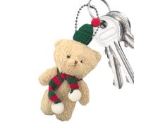 Porte-Clés en Peluche - Porte-Clés avec Écharpe Rouge et Verte, Pendentif Ours Doux pour Sac, Charm de Sac de Noël & Petit Cadeau, Jouet en Peluche 12 cm