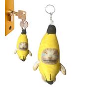 Porte-clés en peluche, Porte-clés de chat qui pleure de chat banane, Banana Meow Doll Mignon Charme Pendentif Anti-Perte