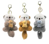 Porte-clés en peluche pour sac à main Mignon Petit Animaux Porte-bonheur en Sac fourre-tout Ornement pour téléphone Cadeau adorable pour enfants, amis et famille (Loutre)
