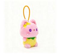 Porte-clés en peluche QD MRF, motif animal en forme de fruit, veste jaune, chat, 12 cm