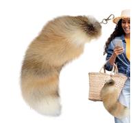 Porte-clés en peluche queue de renard - Porte-clés en peluche doux avec pendentif en queue de renard de therians | Porte-clés en peluche kawai Anime | en peluche mignonne pour sacs et accessoir