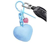 Porte-clés en peluche remplis | Porte-clés en peluche avec pompons en forme de cœur | Amulette pendentif pour sac homme femme adolescent, bleu ciel, Consulte la descripción