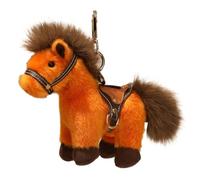 Porte-clés en Peluche simulé de Huit Chevaux - Poupée Mascotte de l'année du Cheval for collectionneurs et Cadeaux(Orange,5.9 inches)