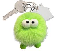 Porte-clés en peluche verte - Pendentif boule de dessin animé, porte-monnaie, accessoire de sac à dos, décoration de sac kawaii, porte-clés rembourré mignon | Cadeau d'école léger pour