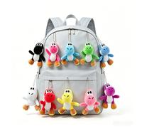 Porte-clés en peluche Yoshi, dinosaure mignon multicolore, pendentif en peluche douce, mini breloque de sac à dos, porte-clés dessin animé champignon, joli cadeau F 4 inch