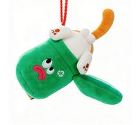 Porte-clés en peluche YS Le Chat dans la poubelle - Vert - 10 cm