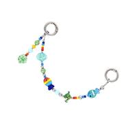 Porte-clés en perles multicolores légères de 4 mm en verre et 6 mm - Perles acryliques en alliage - Décoration de sac - Pour étui de téléphone, bijoux - Pendentif en alliage multicolore, E, taille
