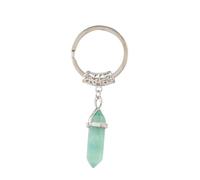 Porte-Clés En Pierre De Cristal De Fluorite Verte, Piliers Hexagonaux À Double Pointe, Pierres Précieuses Naturelles, Porte-Clés De Voiture Reiki, Porte-Clés De Voiture, Sac À Main, Sac À Dos,